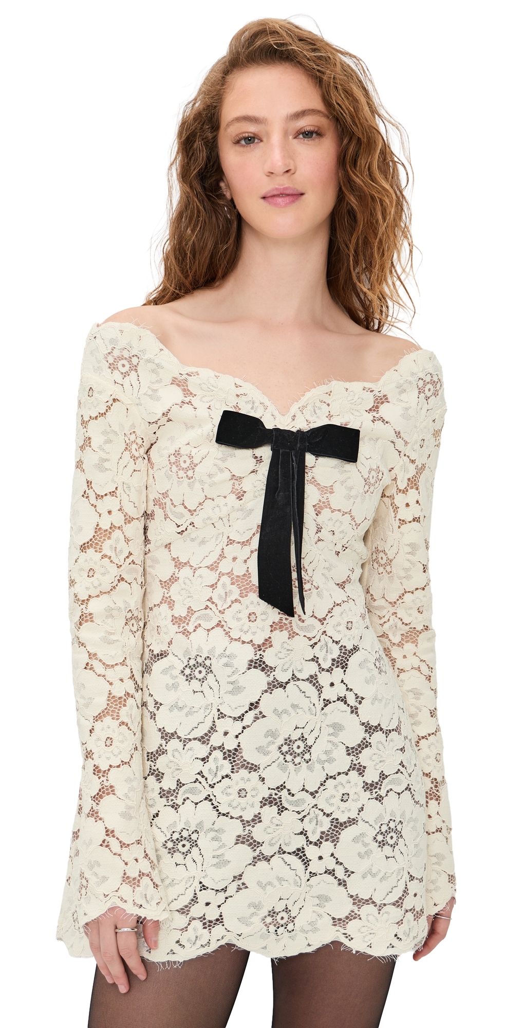 Retrofête Perdita Lace Dress Cream S