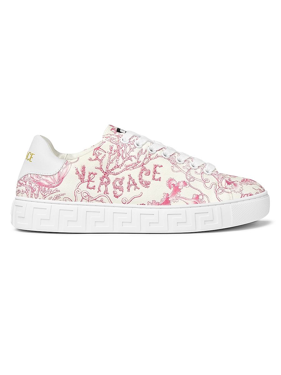 Women's Logo Floral Jacquard Sneakers - Eggshell Dragon Fruit - Size 11