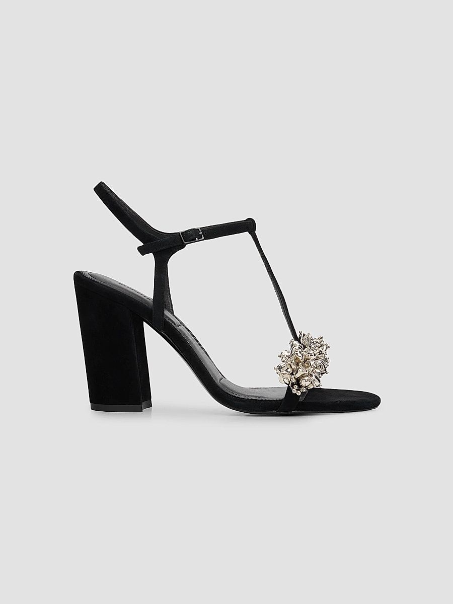Women's Stacey 95MM Embellished Satin Sandals - Black Silver - Size 11
