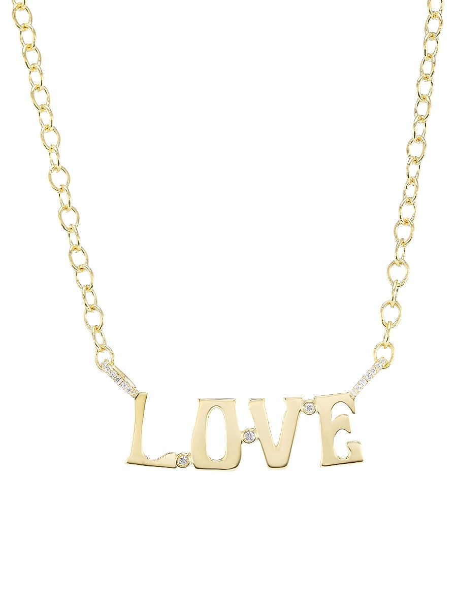 Women's Alphabet 14K Yellow Gold & 0.135 TCW "Love" Pendant Necklace - Yellow Gold