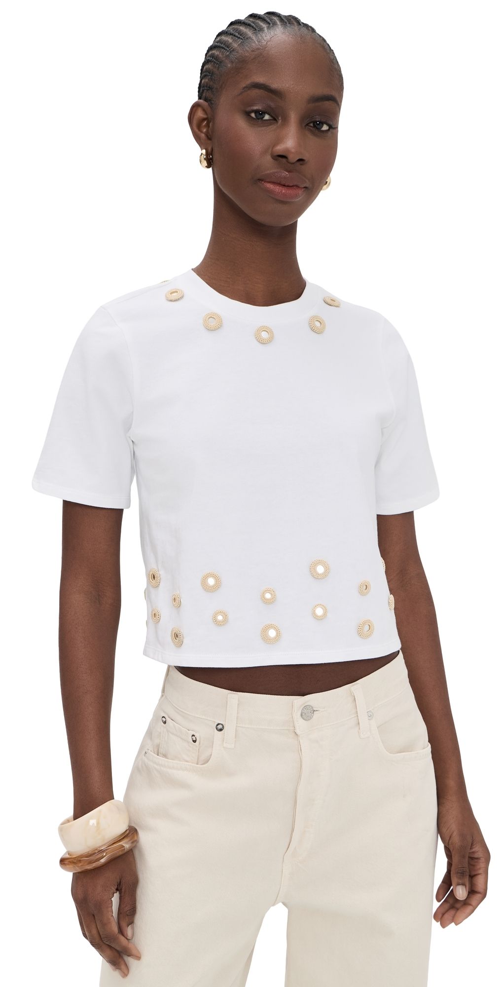 Cinq à Sept Crochet Mirrors Bessy Tee White/Khaki XS