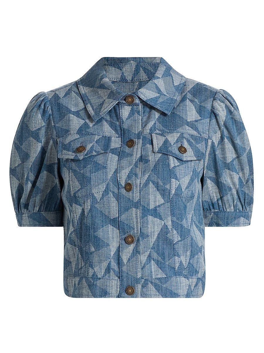 Women's Angelica Geometric Denim Jacket - Geo Denim - Size XL