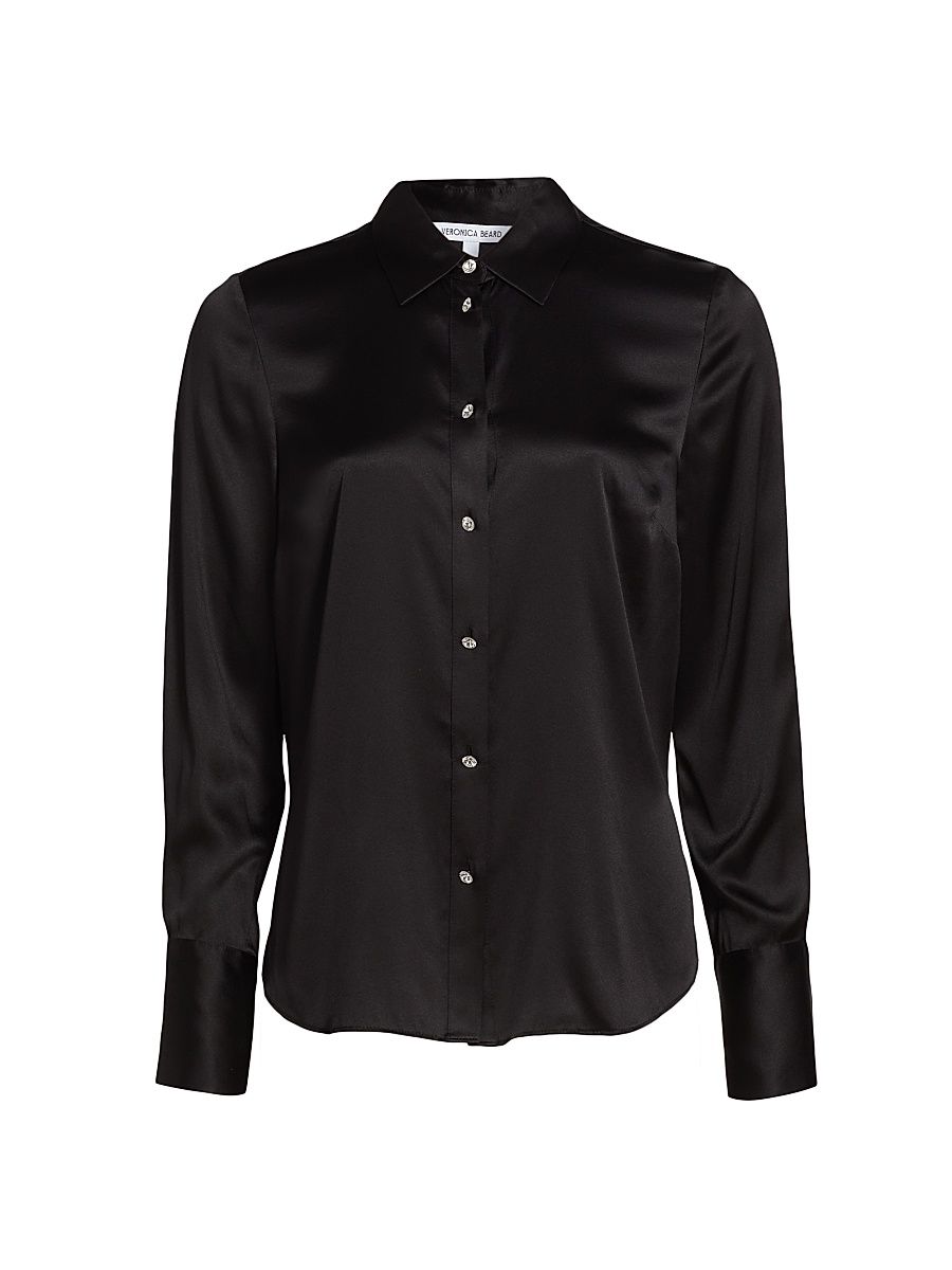 Women's Monique Silk-Blend Shirt - Black - Size 6
