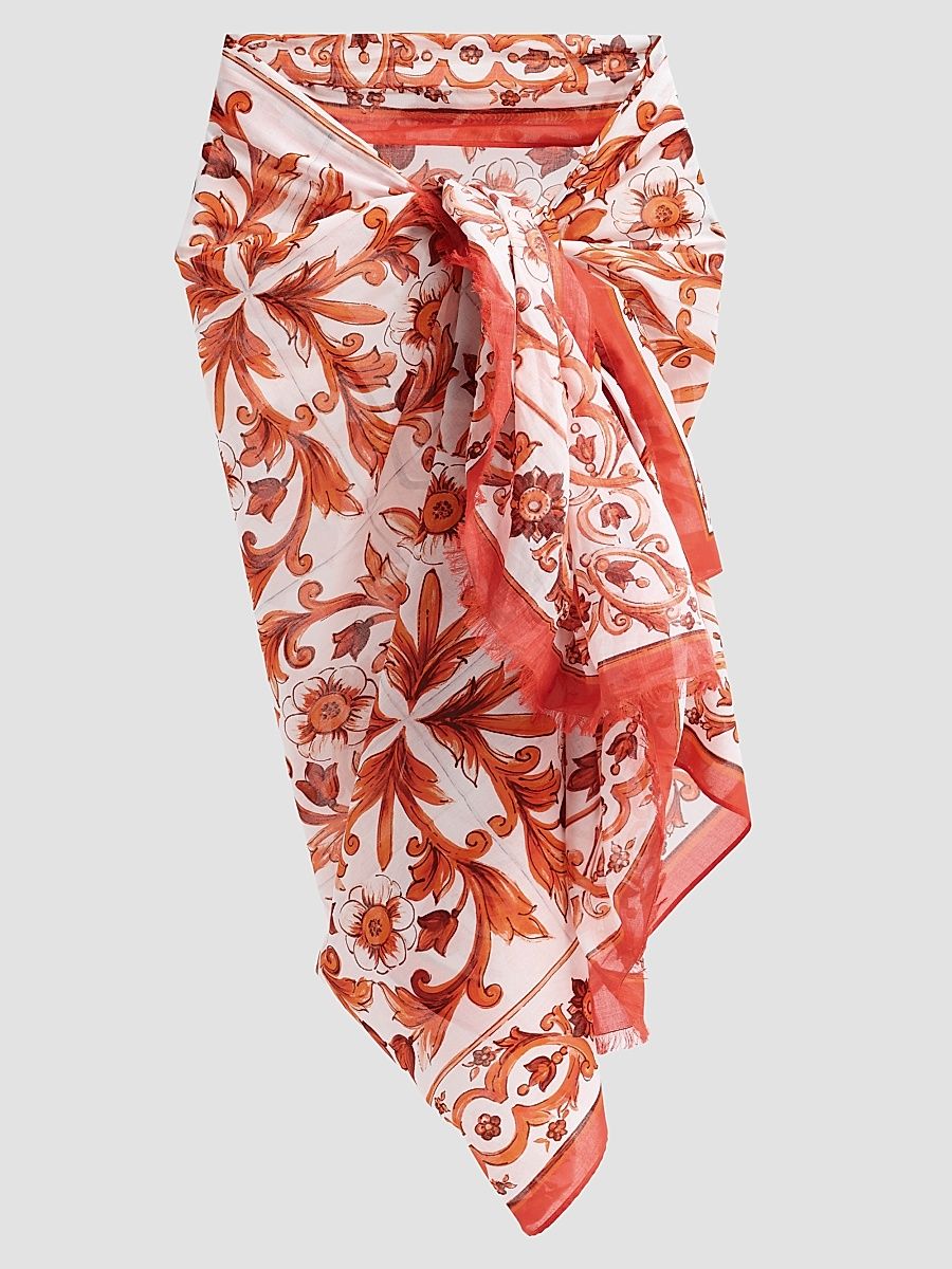 Women's St. Maiolica Cotton Sarong - Maiolica Orange