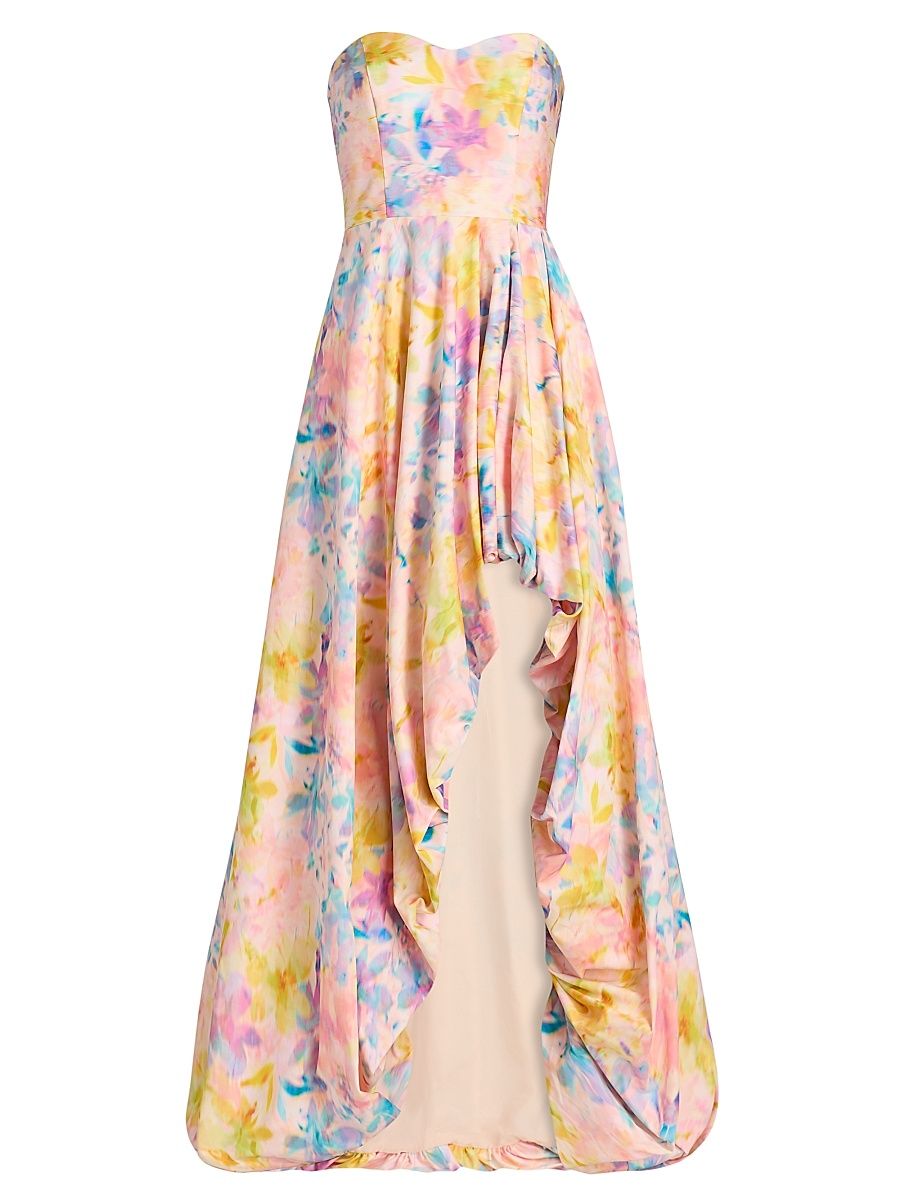 Women's Ava Floral Faille High-Low Gown - Spring Lillies - Size XL