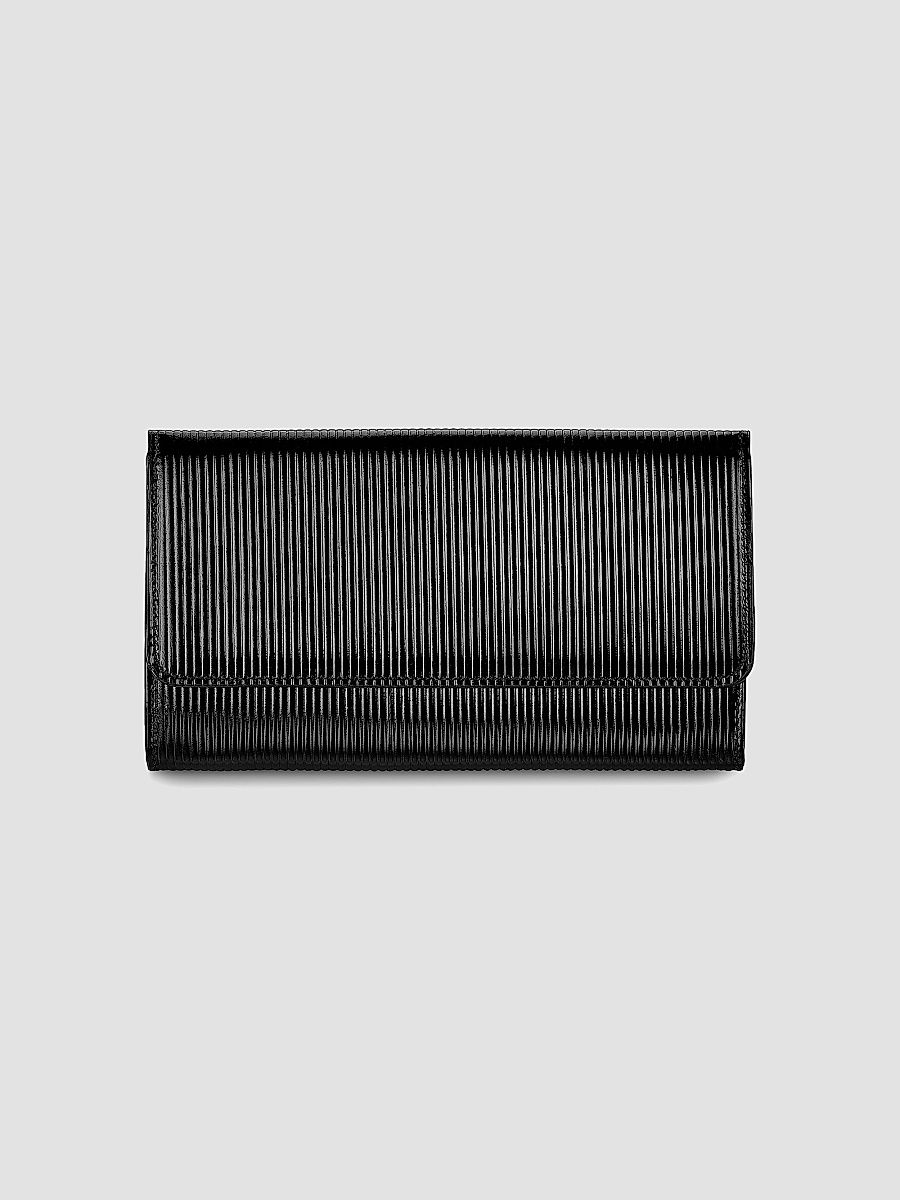 GiGi New York Women's Bianca Stripe-Embossed Leather Clutch - Black