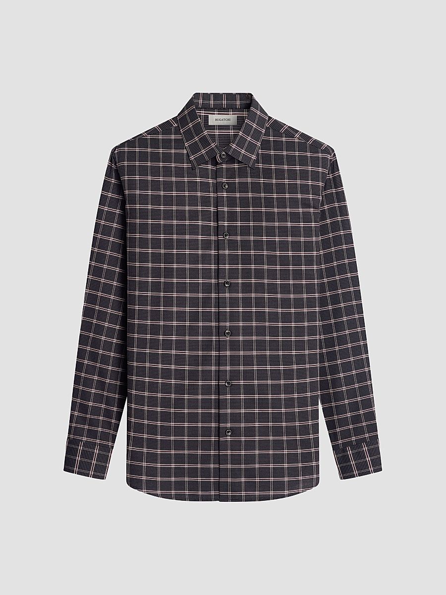 Men's Julian Woven Shaped Cotton-Cashmere Shirt - Anthracite - Size XXL