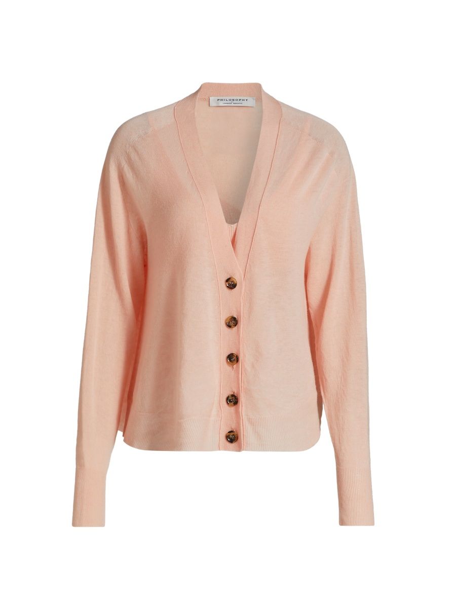 Philosophy di Lorenzo Serafini Women's Pure Wool Cardigan & Bra Top Set - Pink - Size 10