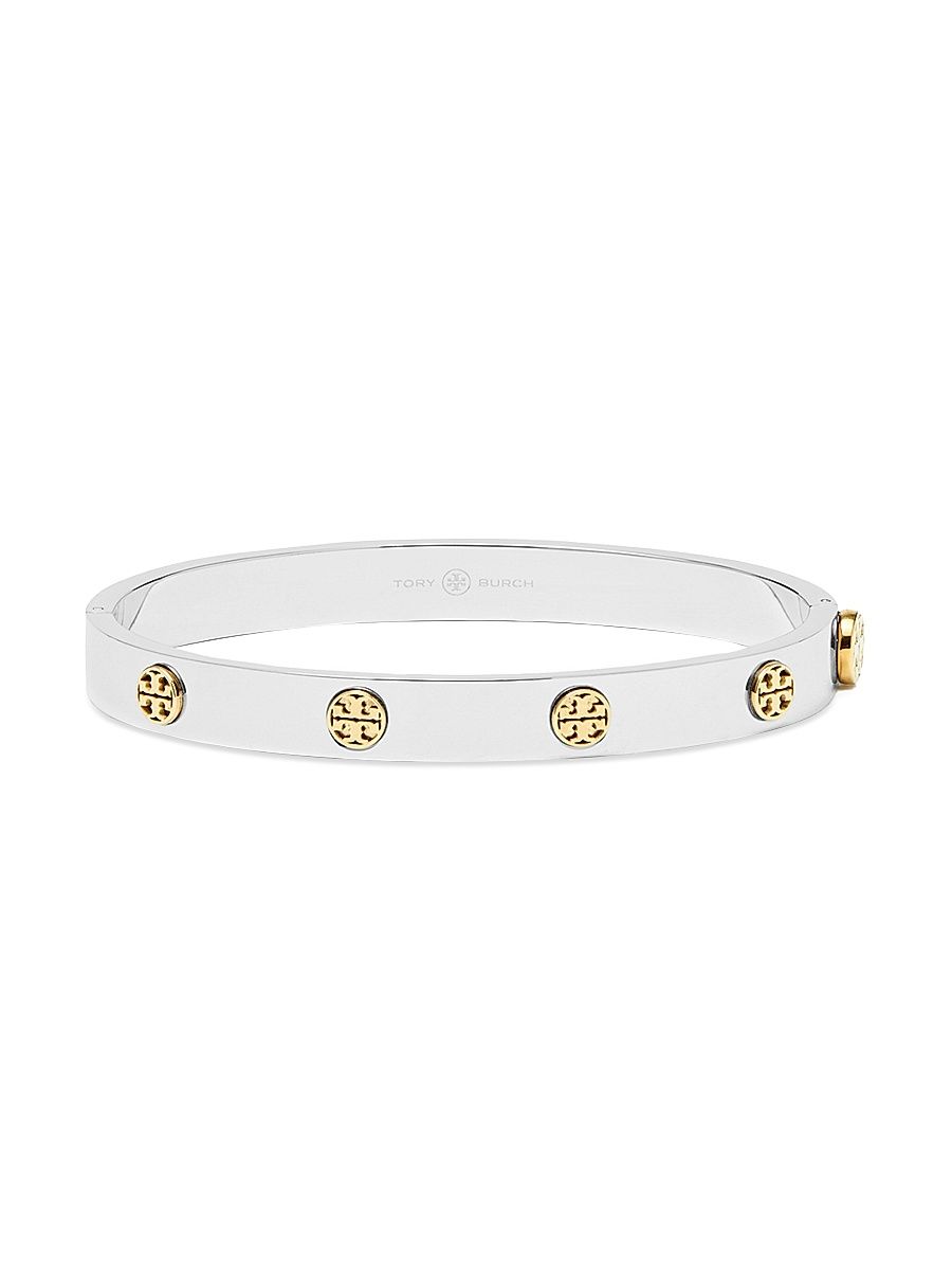 Women's Miller Stud Two-Tone Stainless Steel Hinge Bracelet - Silver Gold