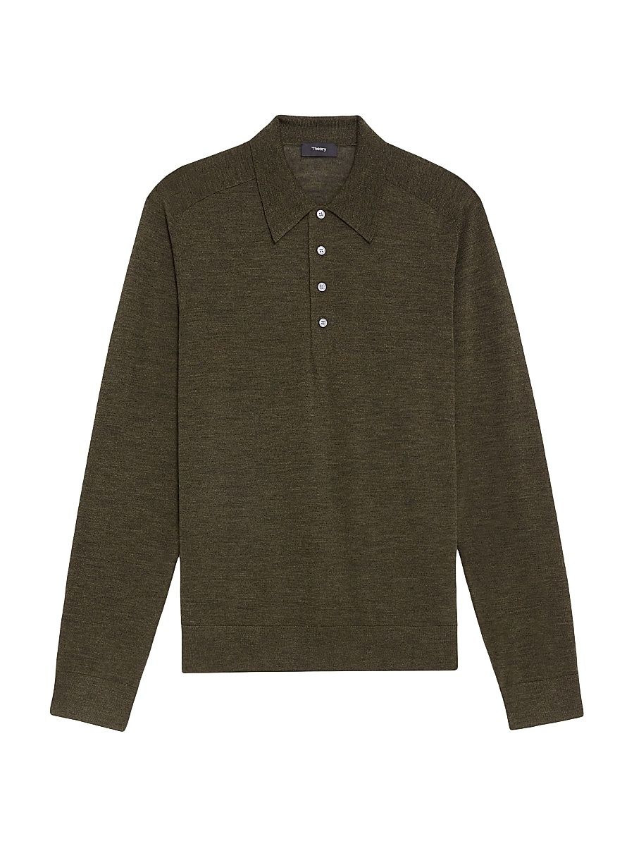 Men's Wool Polo Sweater - Hunter Green - Size XL