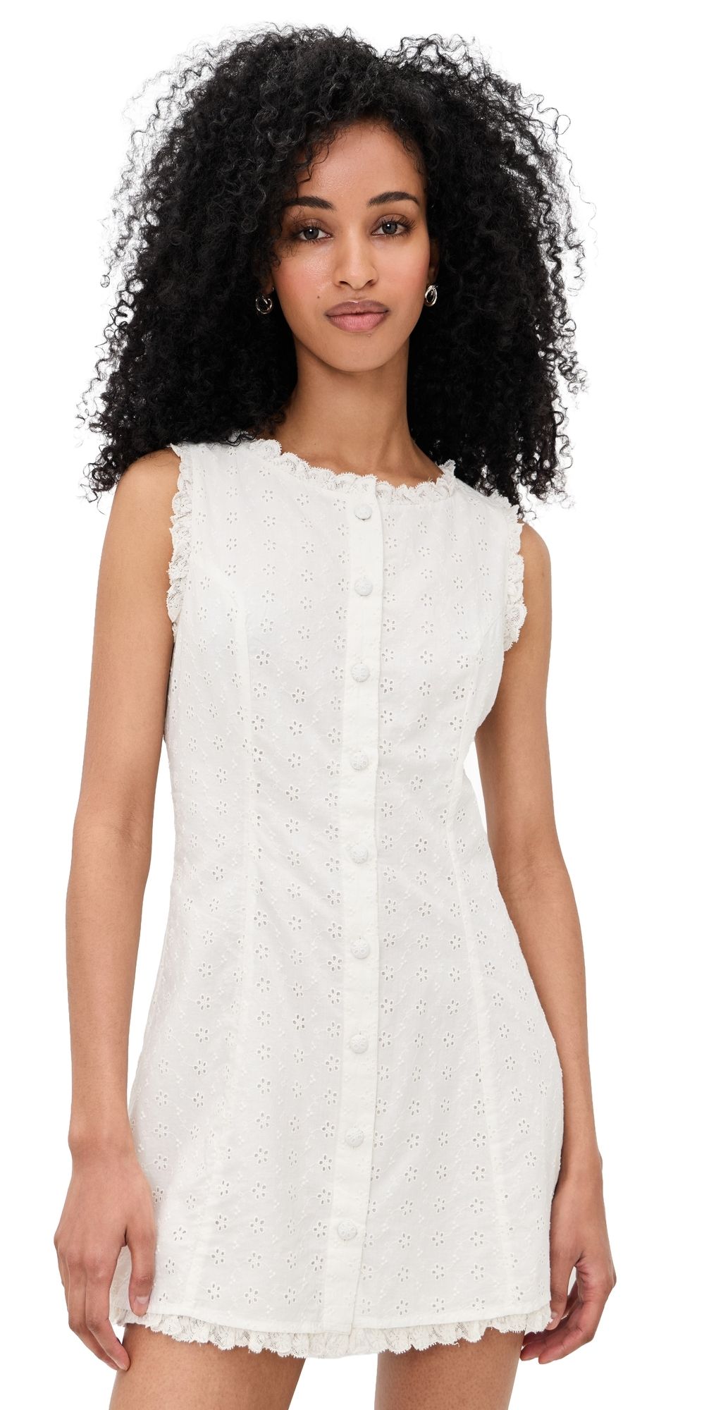 For Love & Lemons Susie Eyelet Mini Dress White L