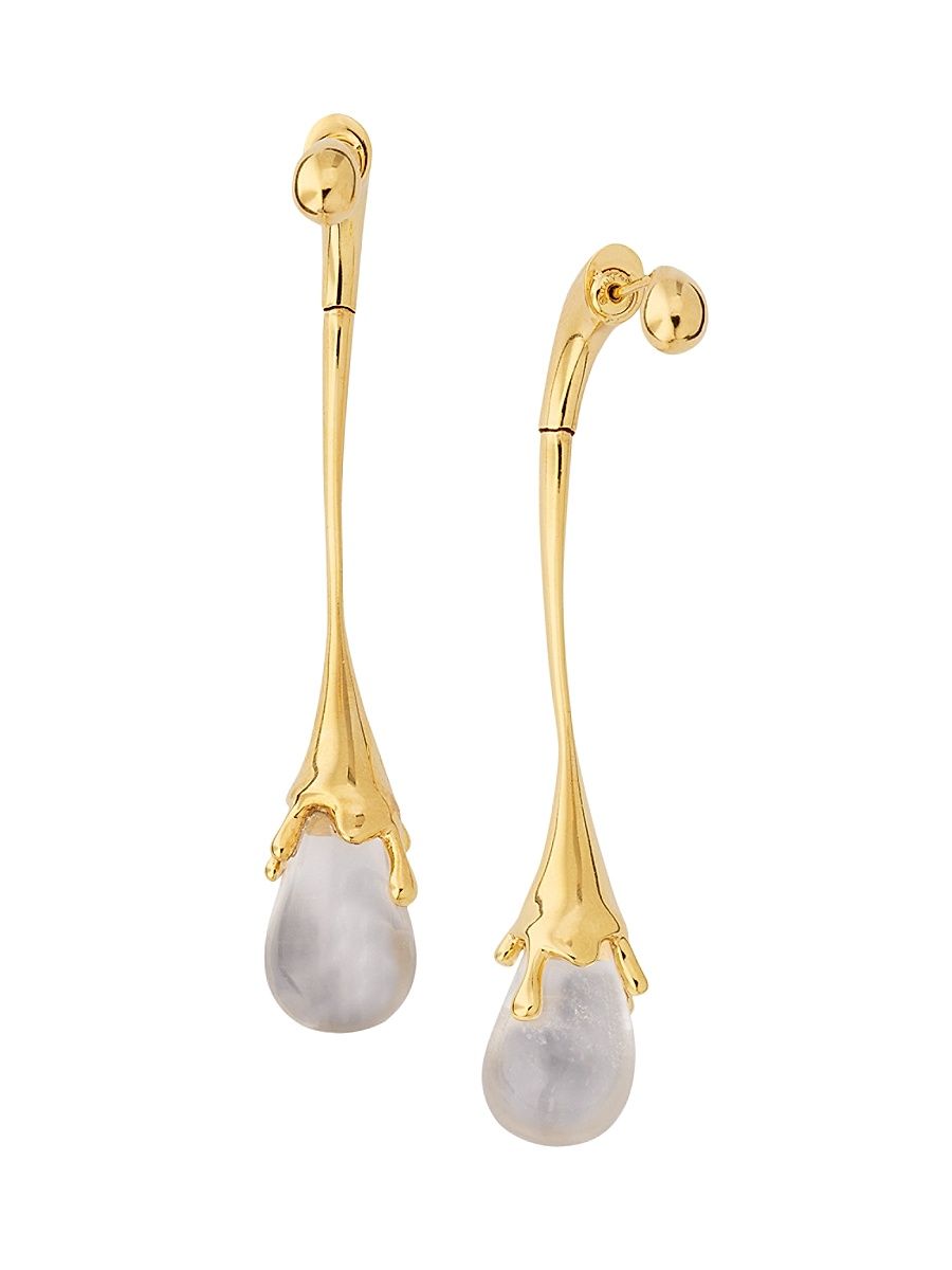 Women's Elongated 18K-Gold-Plated & Rock Crystal Quartz Drop Earrings - Gold