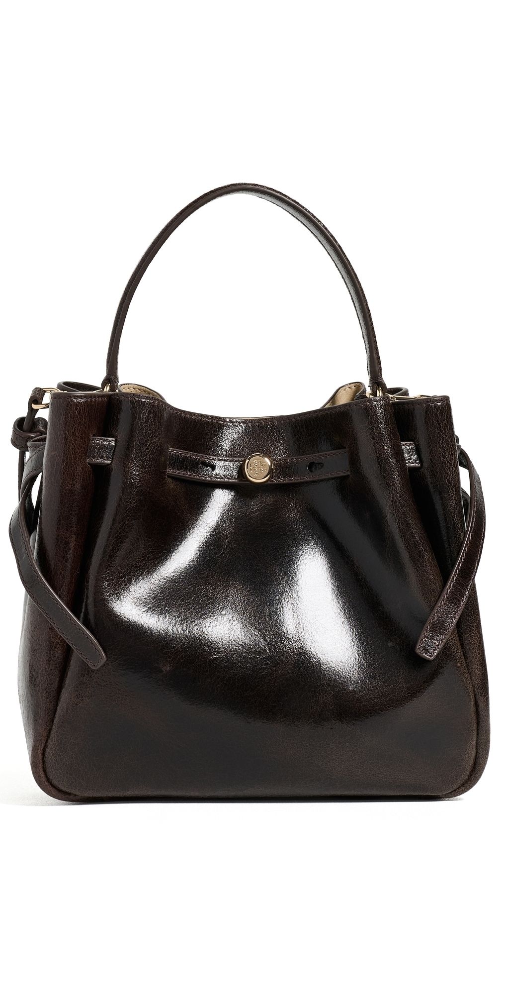 Tory Burch Romy Distressed Bucket Bag Chocolate One Size