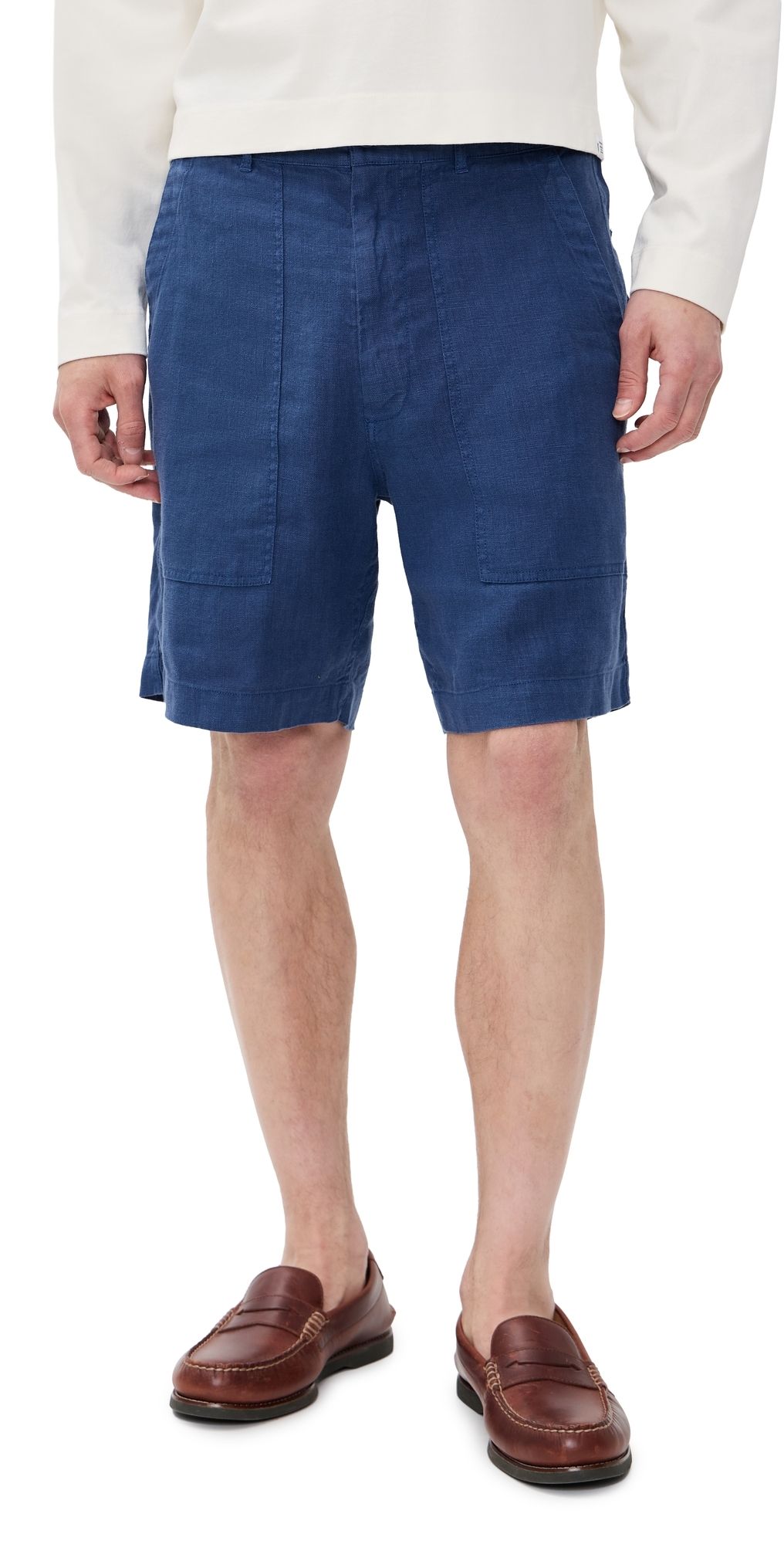 Alex Mill Garment Dyed Pull On Field Shorts In Linen 19 French Navy XL