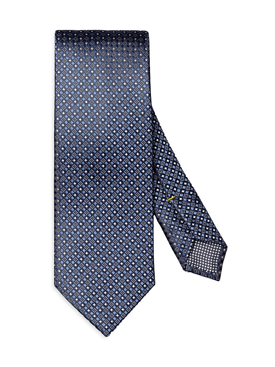 Men's Micro-Geometric Silk Tie - Navy
