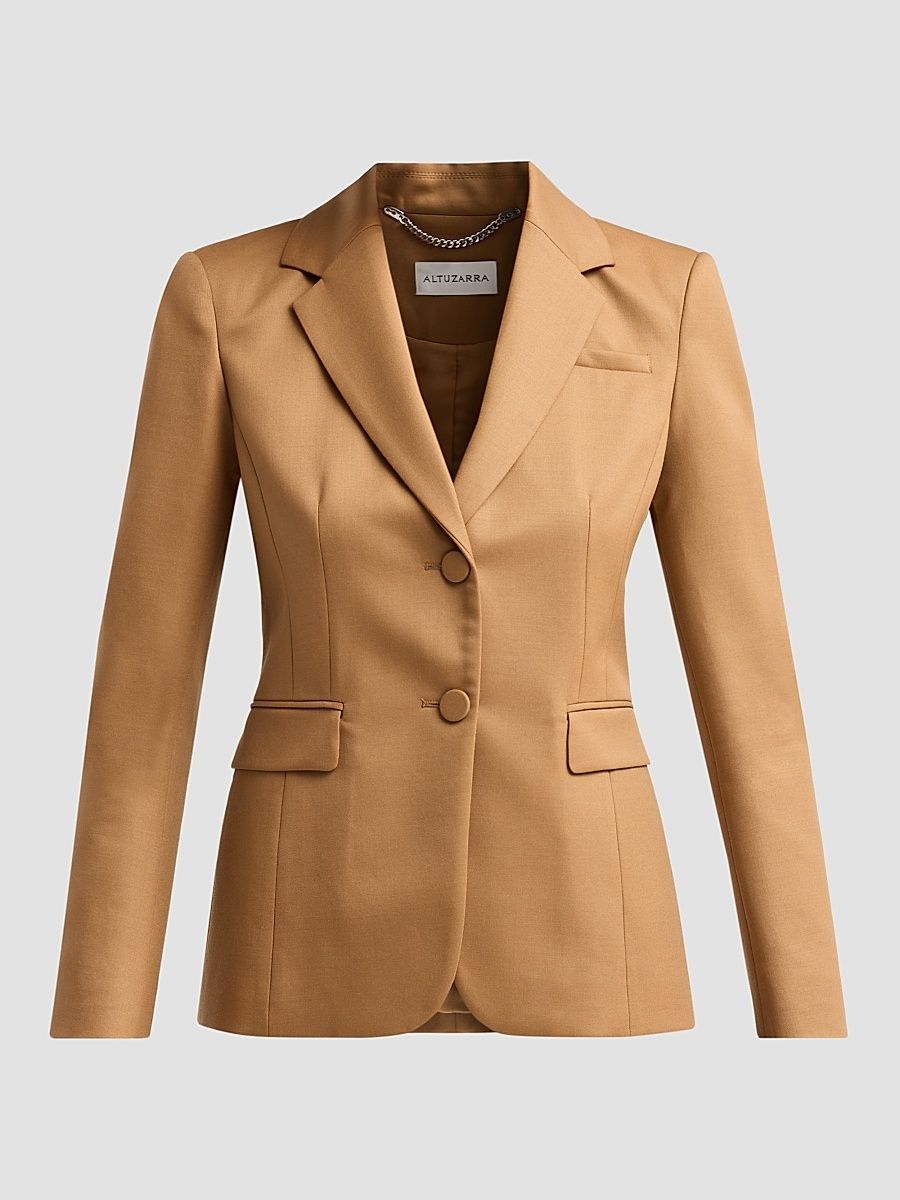 Women's Fenice Single-Breasted Jacket - Saddle - Size 12