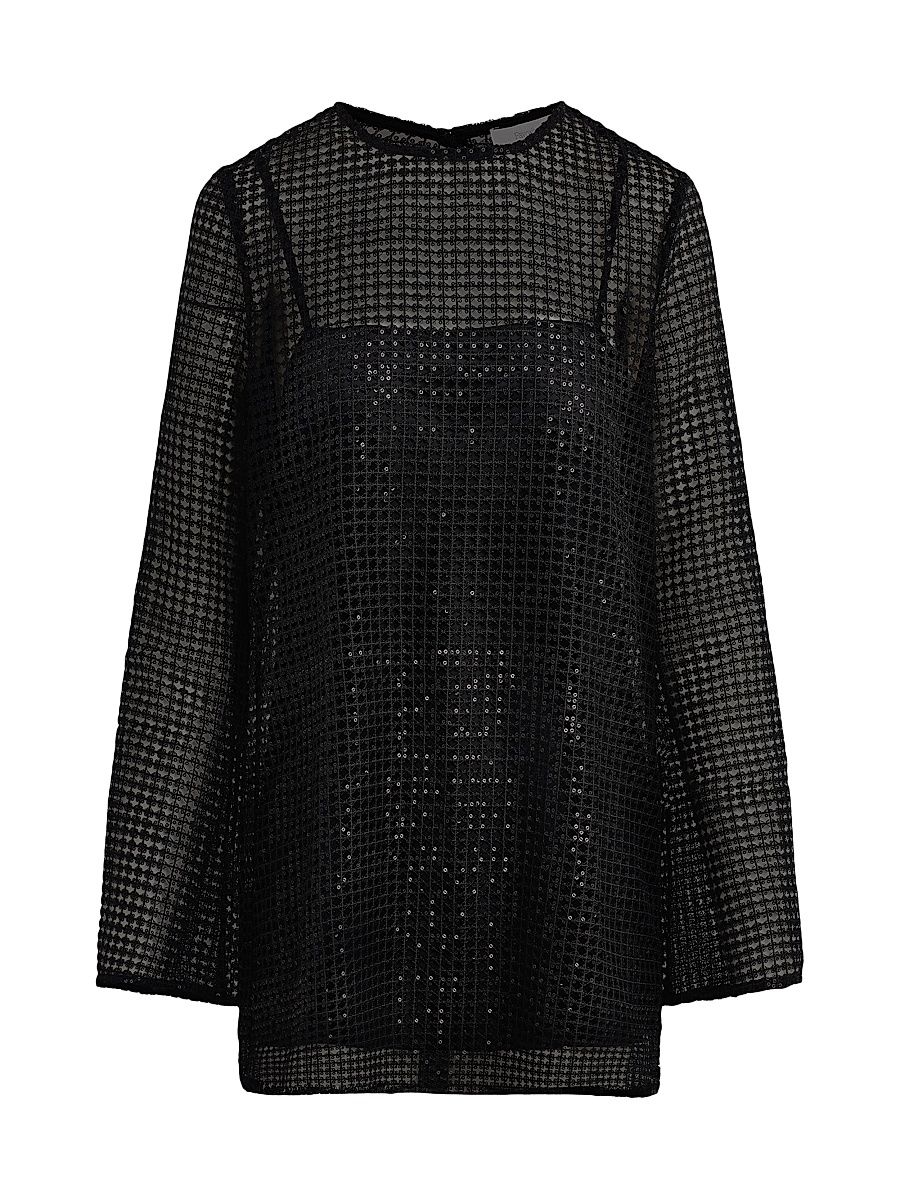 Women's The Sweet Life Sequin Mesh Minidress - Black - Size 4