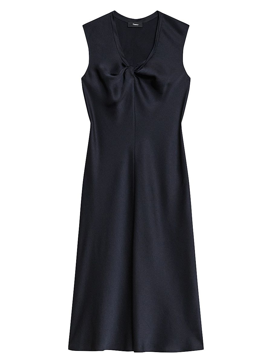 Women's Crushed Satin Twist Scoop Dress - Nocturne Navy - Size 10
