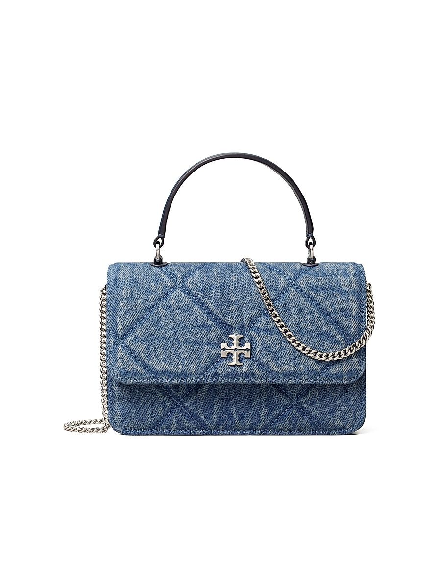 Women's Kira Mini Diamond-Quilted Denim Top Handle Bag - Blue