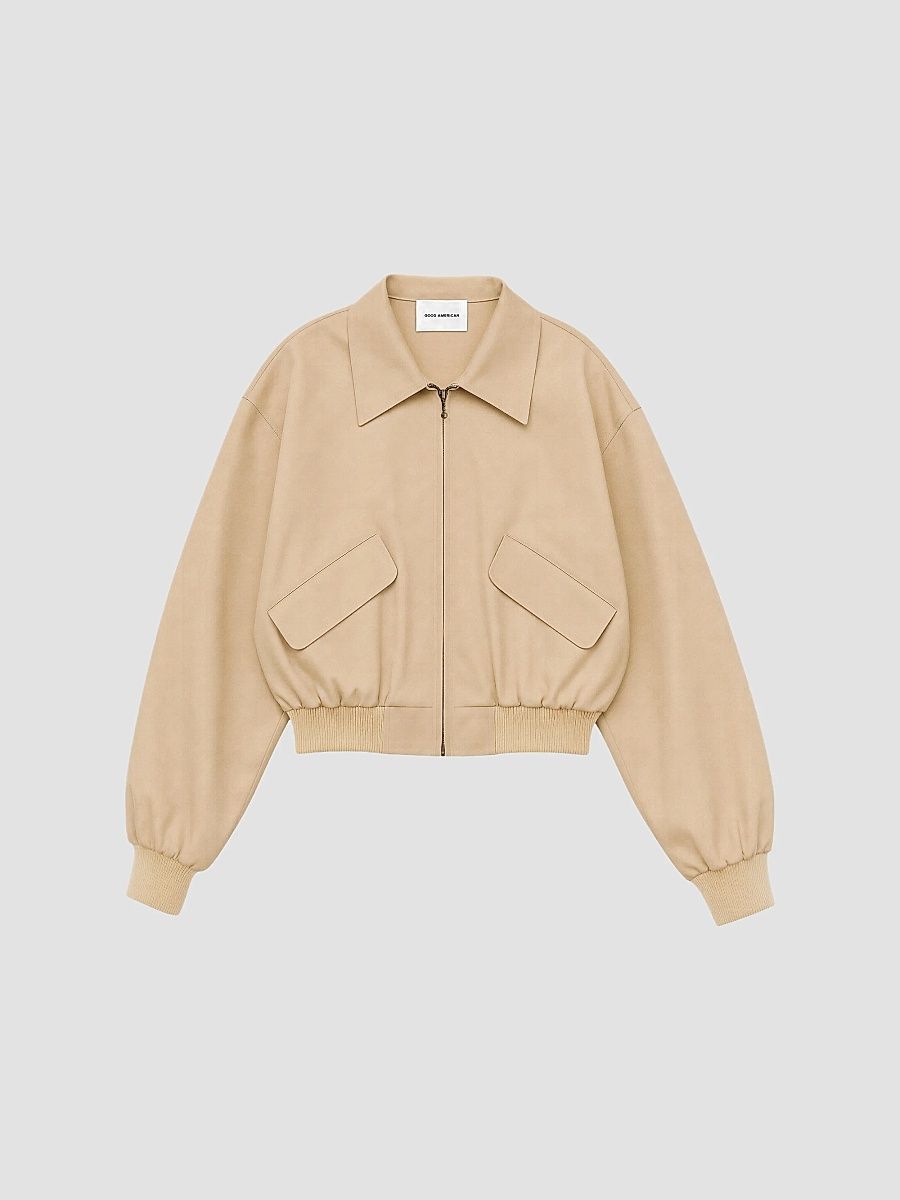 Women's The Twill Cropped Bomber Jacket - Dune Mist - Size XS