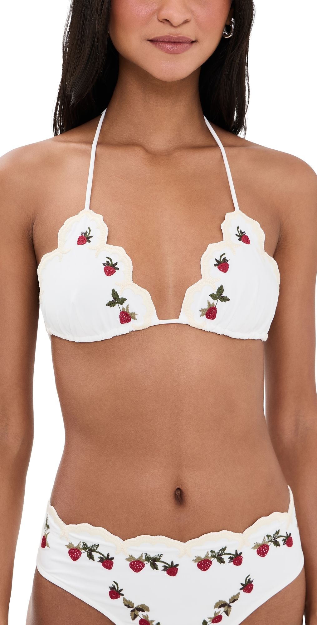 Sea Bindi Strawberry Scallop Bikini Top Cream M