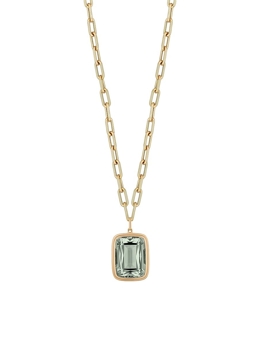 Women's Manhattan 18K Yellow Gold & Prasiolite Pendant Necklace - Prasiolite