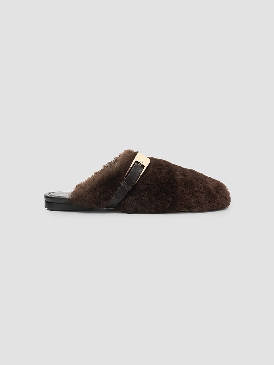 Stuart Weitzman Women's Roxanne Shearling Mules - Walnut Ebony - Size 6