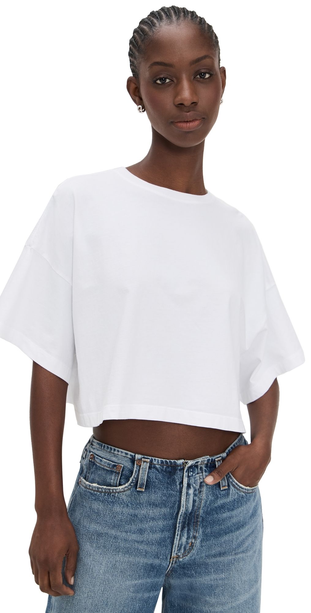 AGOLDE Arli Oversized Cropped Tee White M