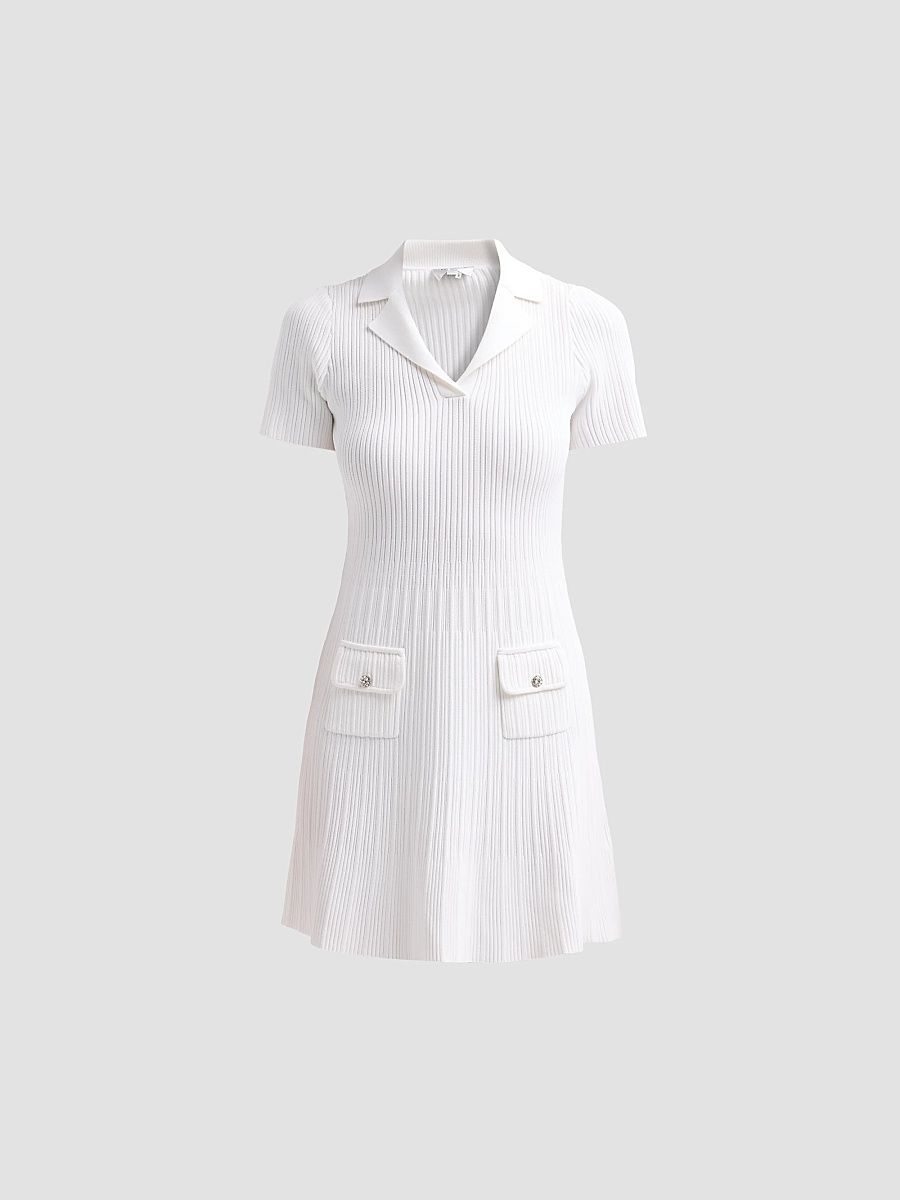 Women's Romy Rib-Knit Polo Mini Dress - Ecru - Size XL