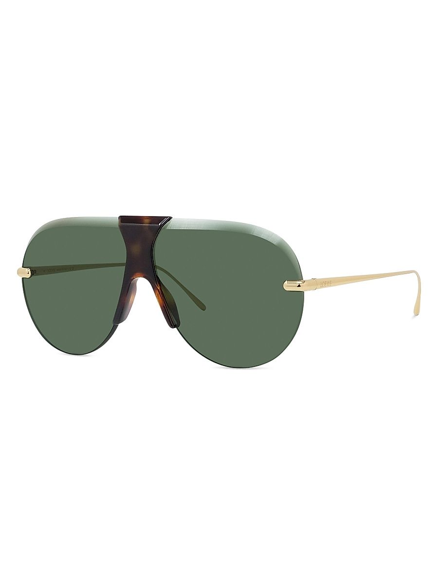 Women's Slim Aviator Rimless Sunglasses - Shiny Gold Green