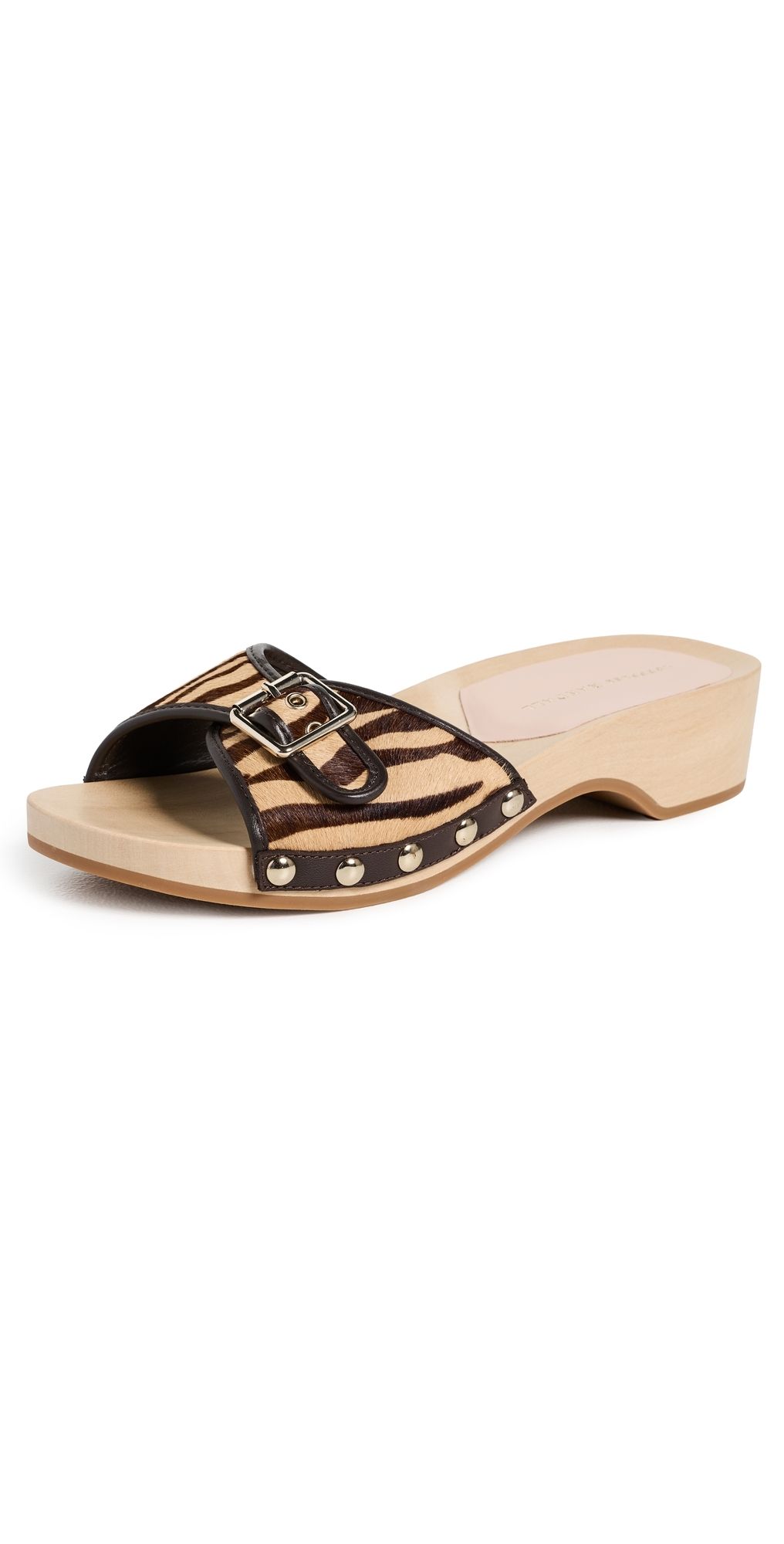 Loeffler Randall Paulie Studded Flat Sandals Zebra 8.5