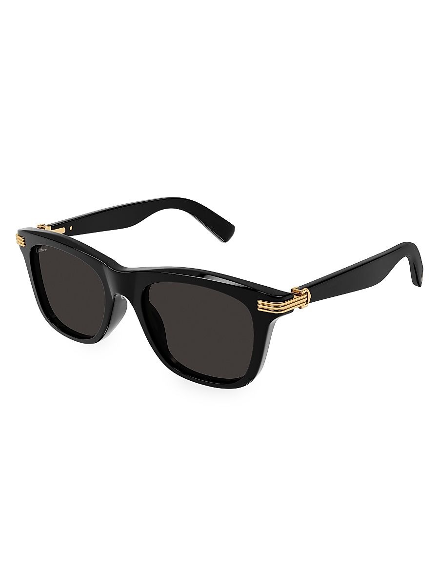 Men's Première De Cartier 53MM Square Acetate Sunglasses - Black
