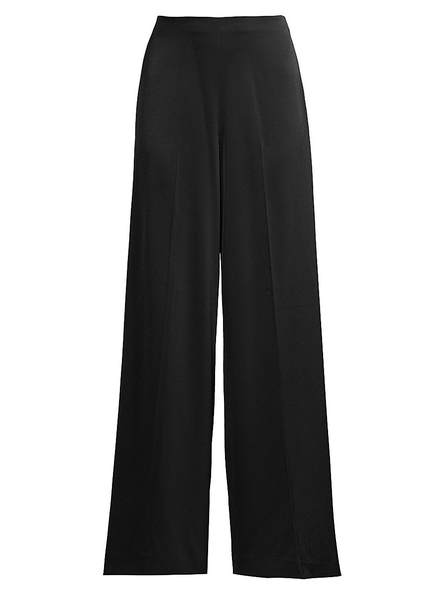 Women's Crepe Wide-Leg Pants - Black - Size 0