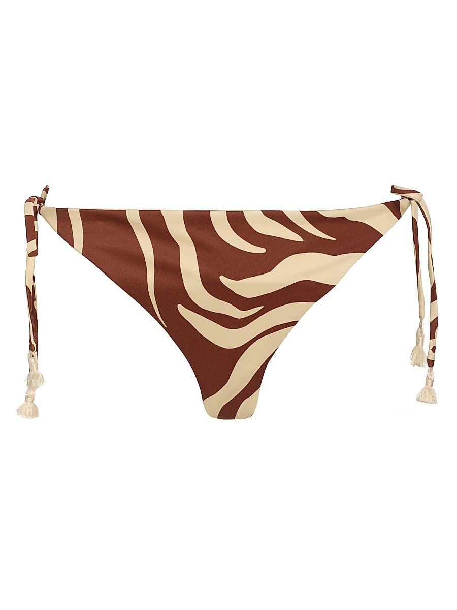 Women's La Paz Summer Vacation Sacred Zebra Bikini Bottom - Mocca Ecru - Size Large