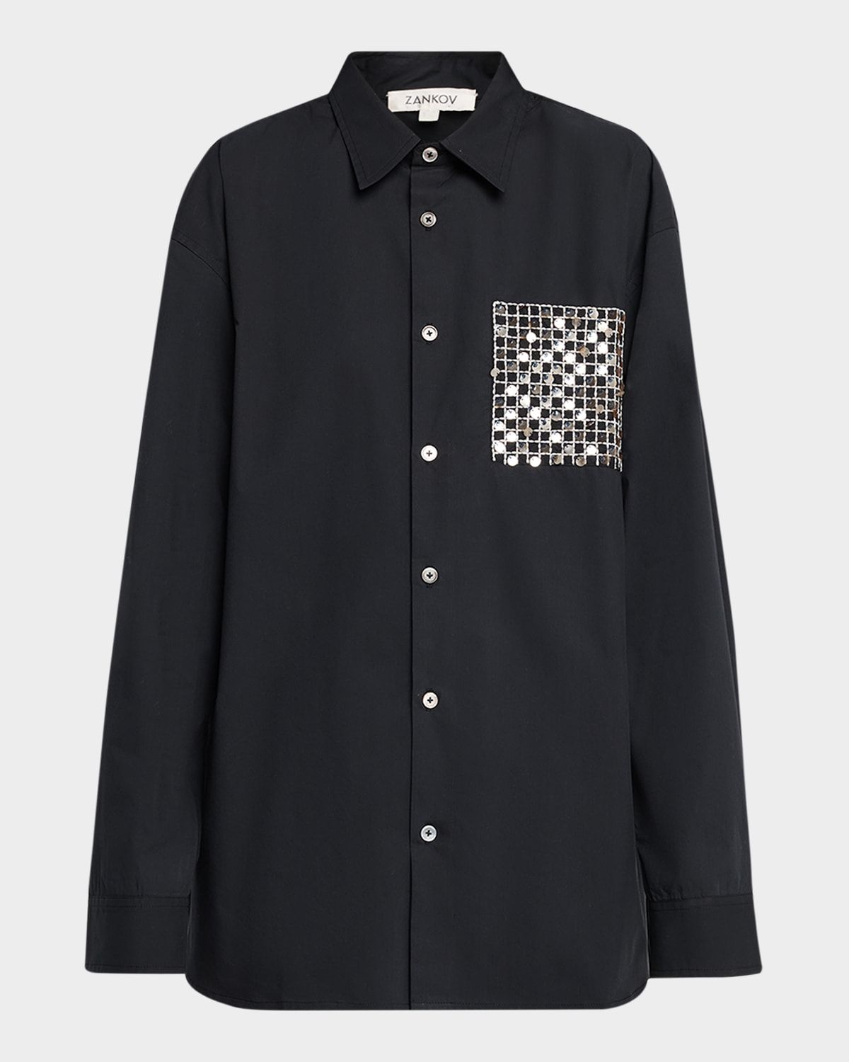 Long-Sleeve Sequined Pocket Shirt