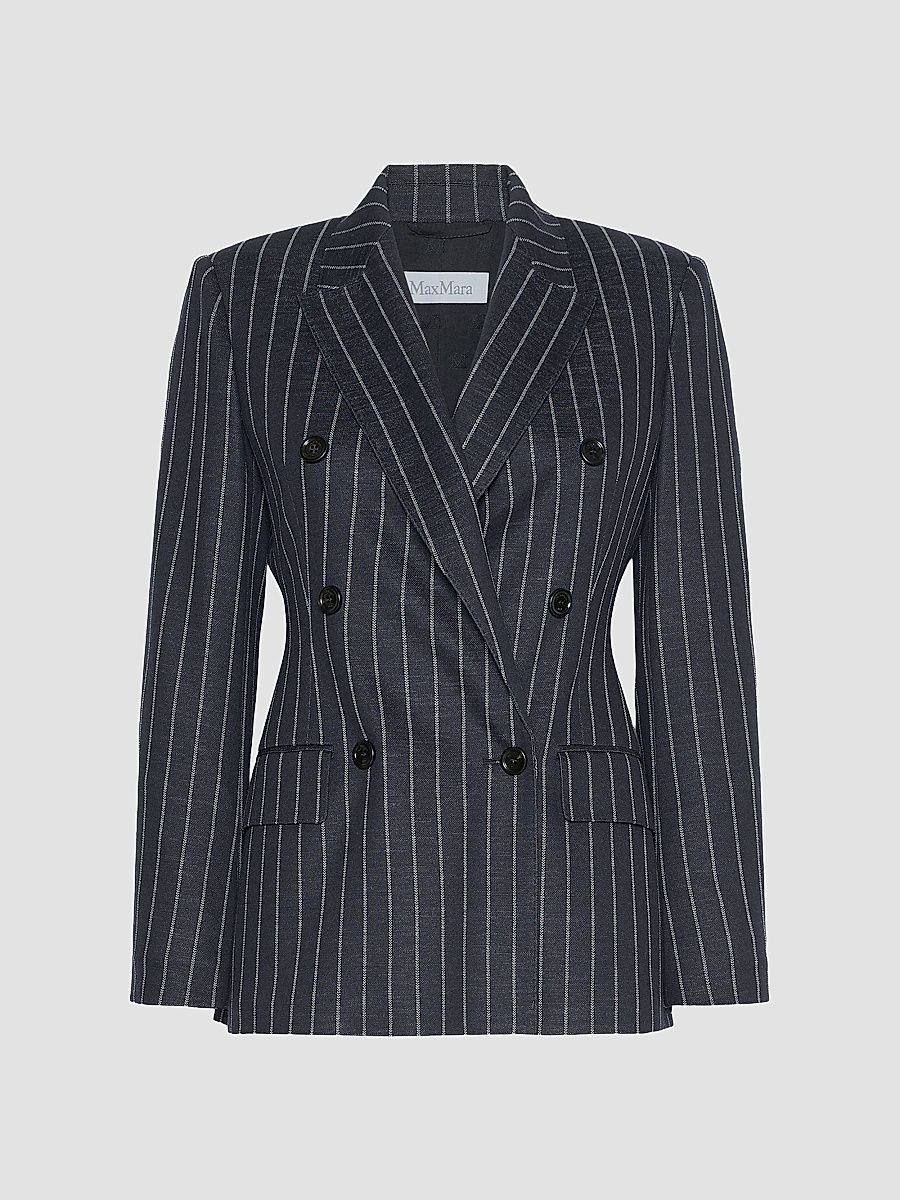 Women's Double Breasted Pinstripe Jersey Blazer - Ultramarine - Size 16