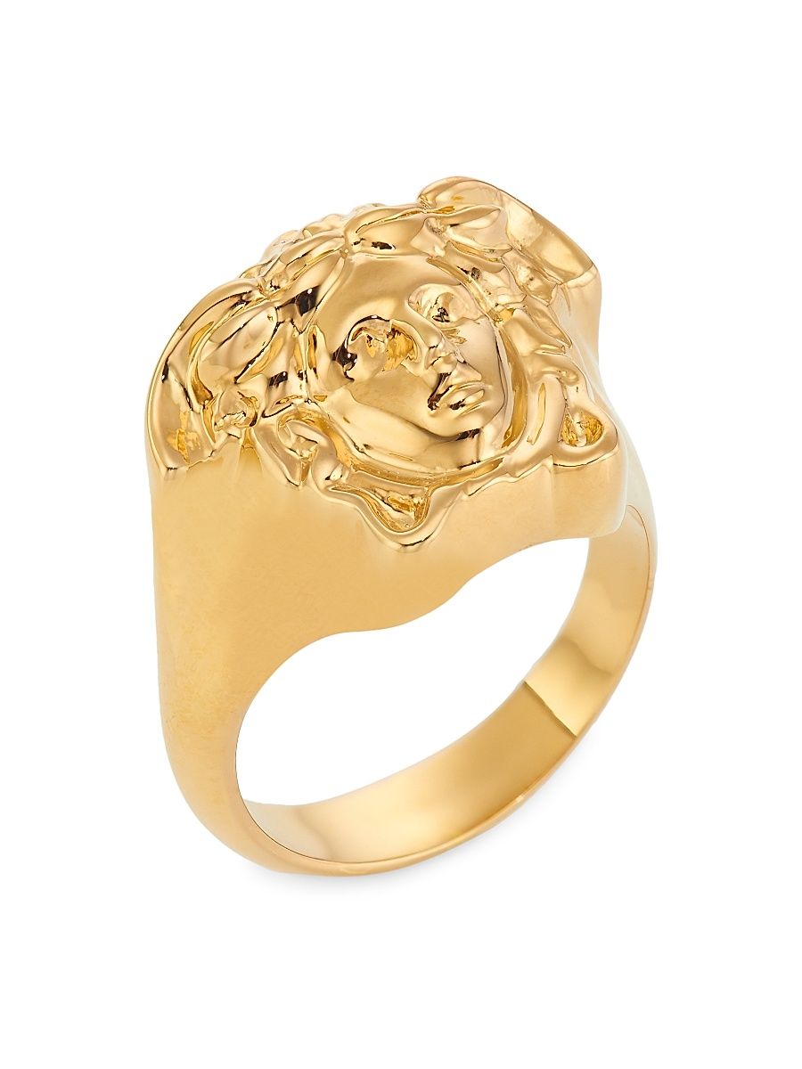Men's Metal Medusa Ring - Versace Gold - Size 10