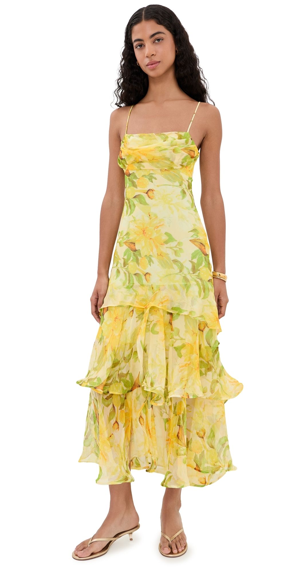 ASTR the Label Alison Dress Yellow Floral S
