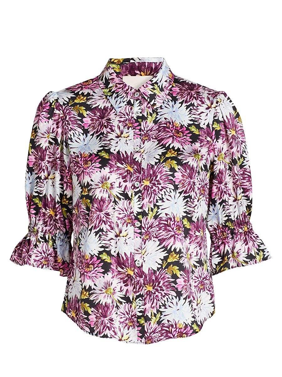 Women's Fiona Floral Print Shirt - Lavender Crystal Multi - Size XL