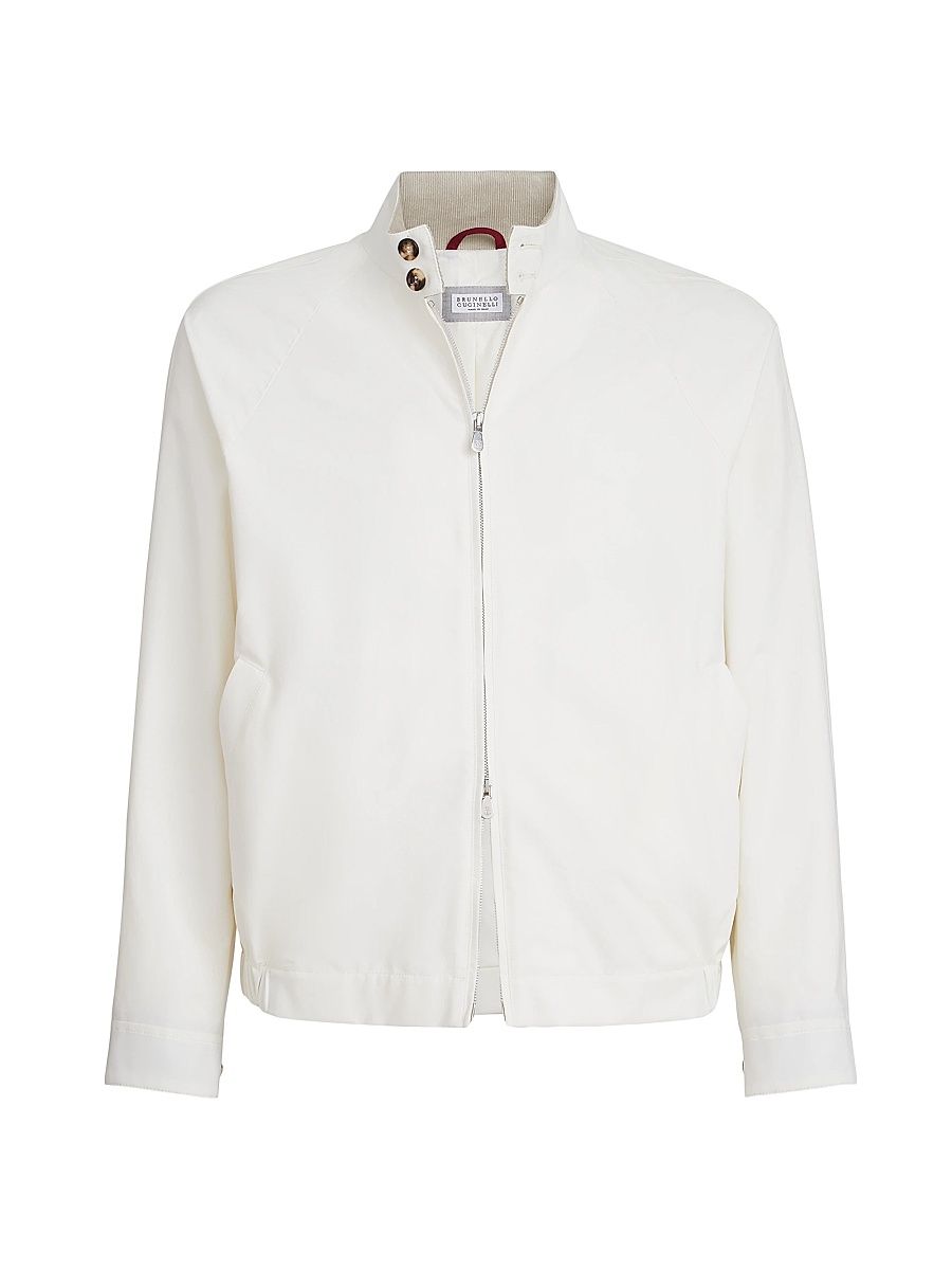 Men's Water Resistant Techno Cotton Gabardine Outerwear Jacket - Off White - Size 36