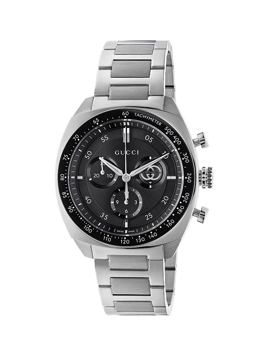 Men's Interlocking G Stainless Steel Chronograph Watch/41MM - Black Steel