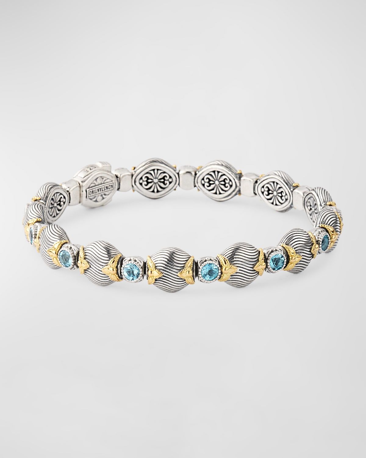 Sterling Silver and Sky Blue Topaz Bracelet with 18K Yellow Gold