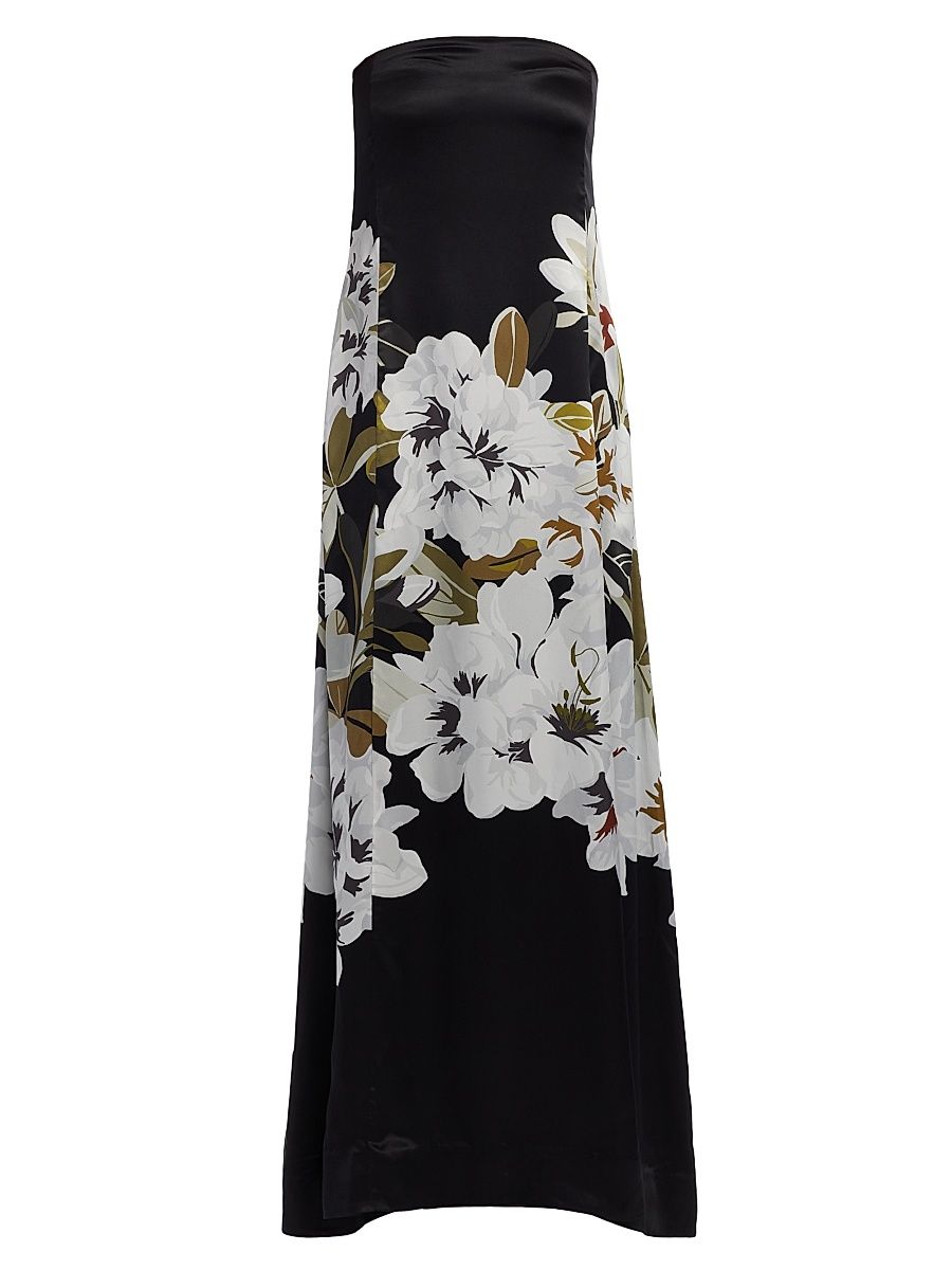 Women's Marais Floral Silk Charmeuse Dress - Black White - Size 8