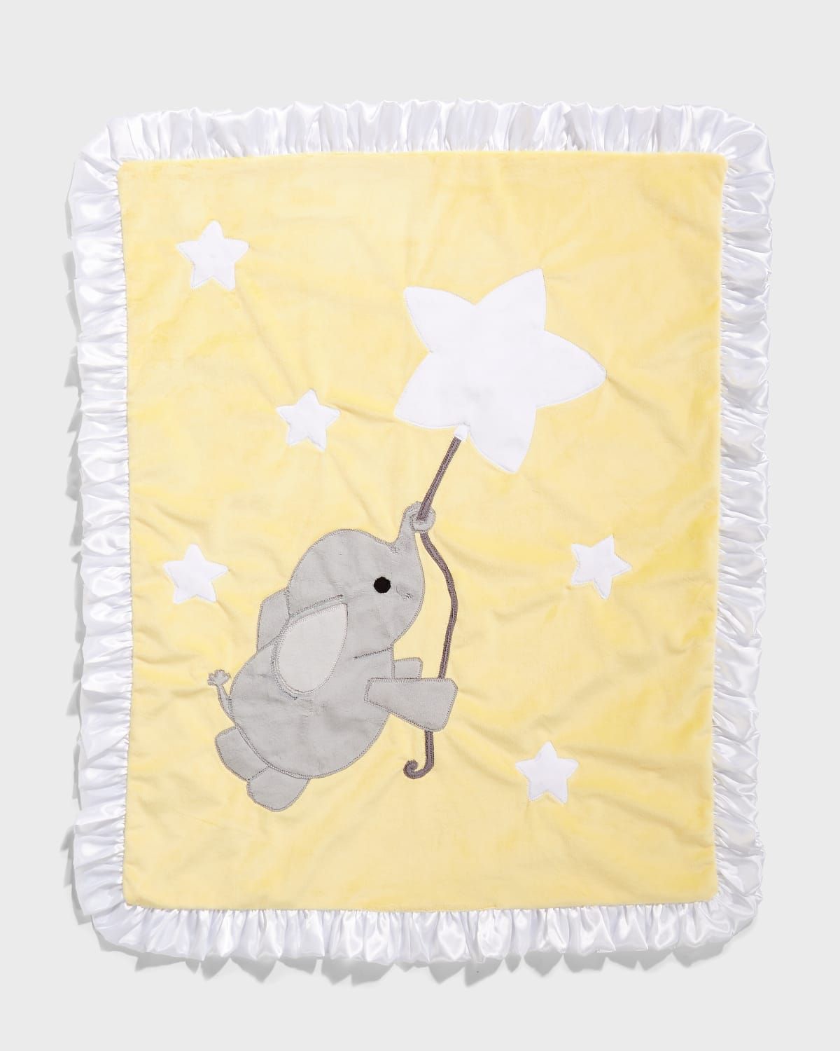 Elephant and Star Baby Blanket w/ Contrast Trim