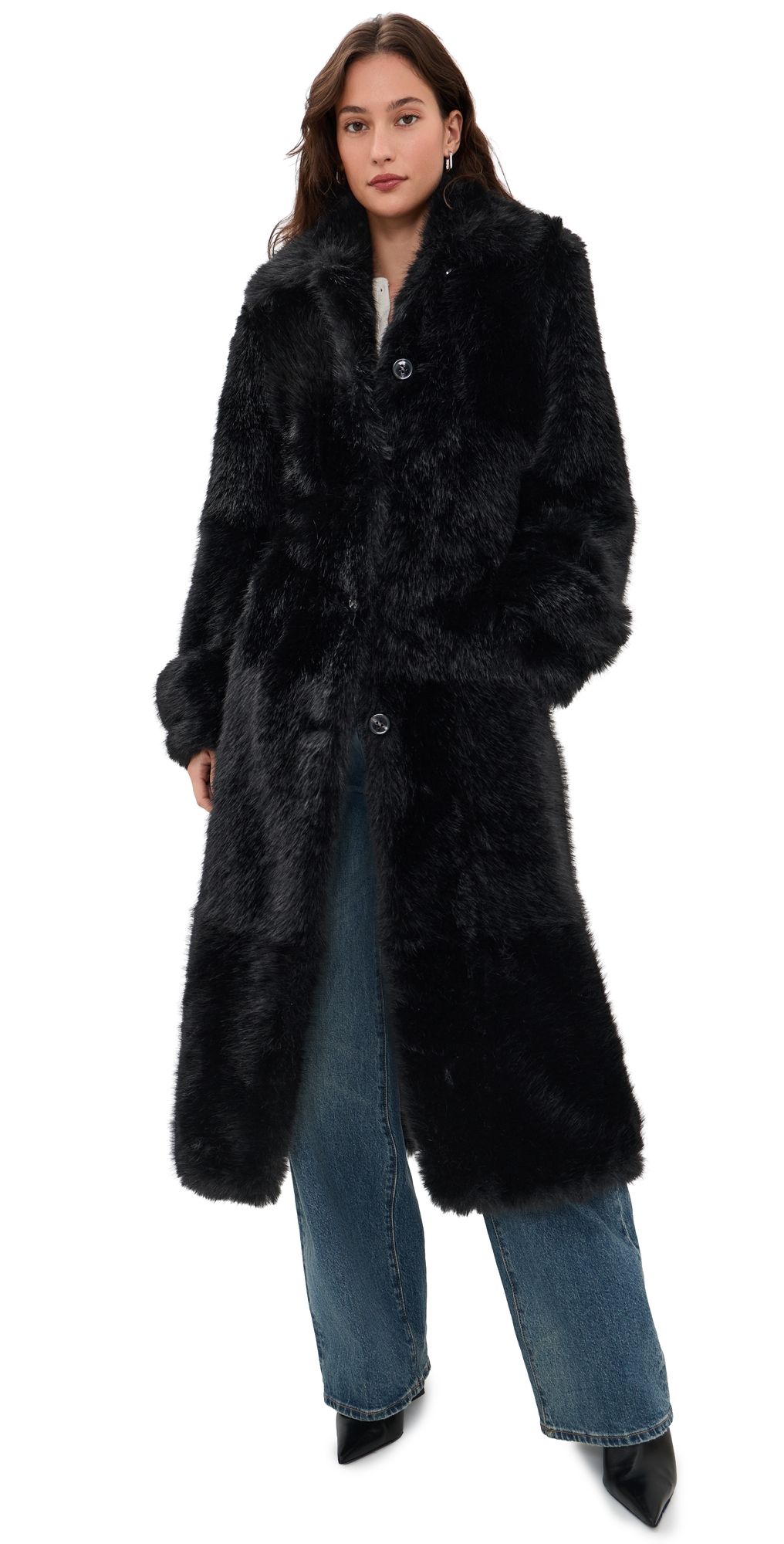 Stand Studio Hana Faux Fur Coat Black 38