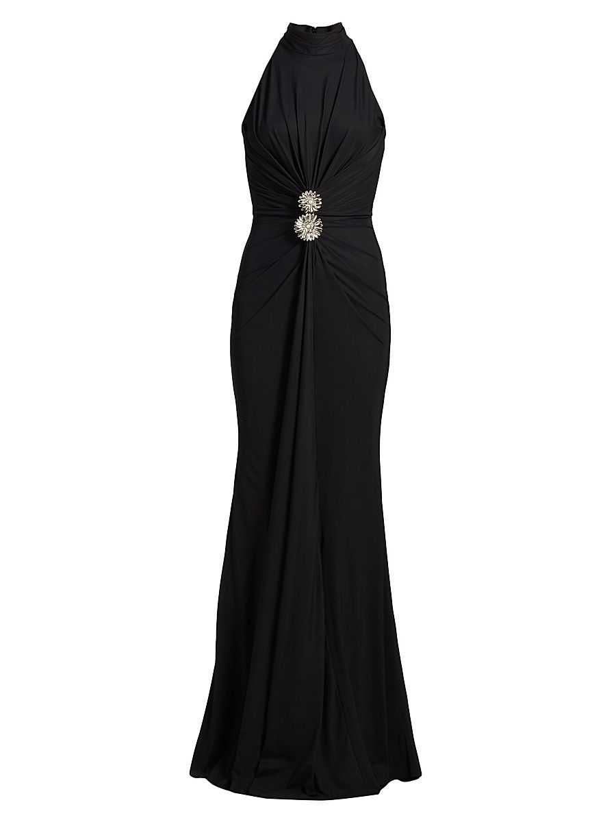 Women's Nitsa Gathered Jersey Gown - Black - Size 16