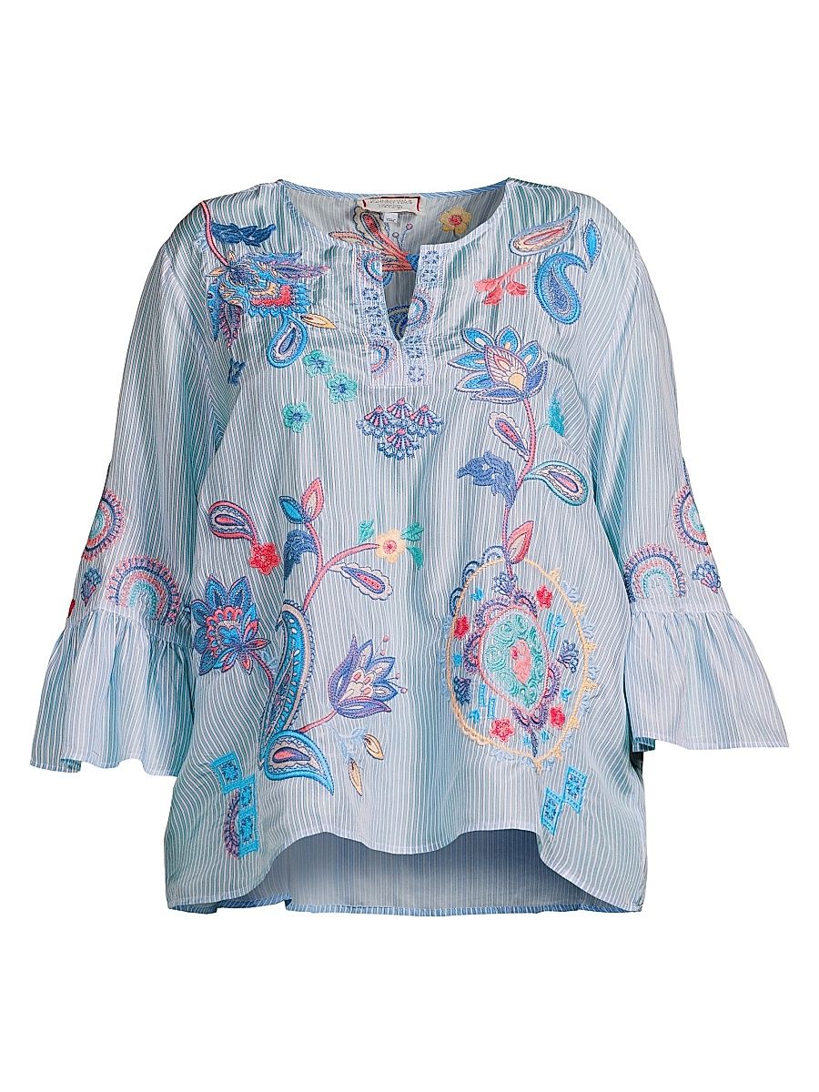 Women's Plus Ruffle Sleeve Blouse - Barine Stripe - Size 22