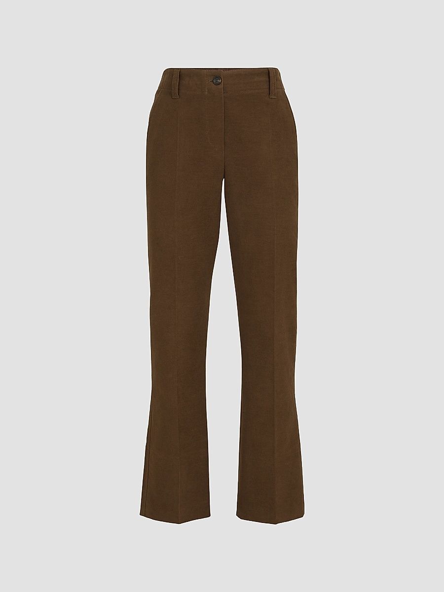 Women's Stretch Cotton Moleskin Cigarette Trousers - Cocoa - Size 4