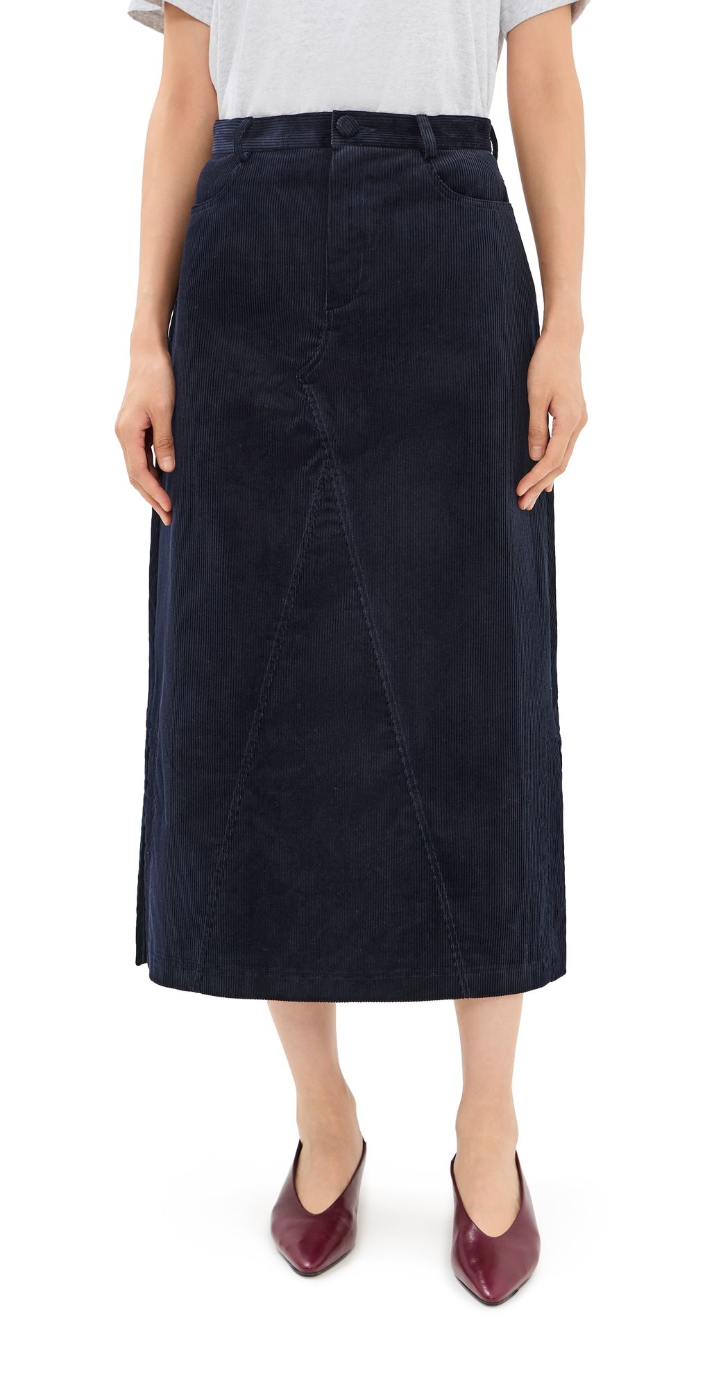 Caro Editions Long Corduroy Nunu Skirt Navy M