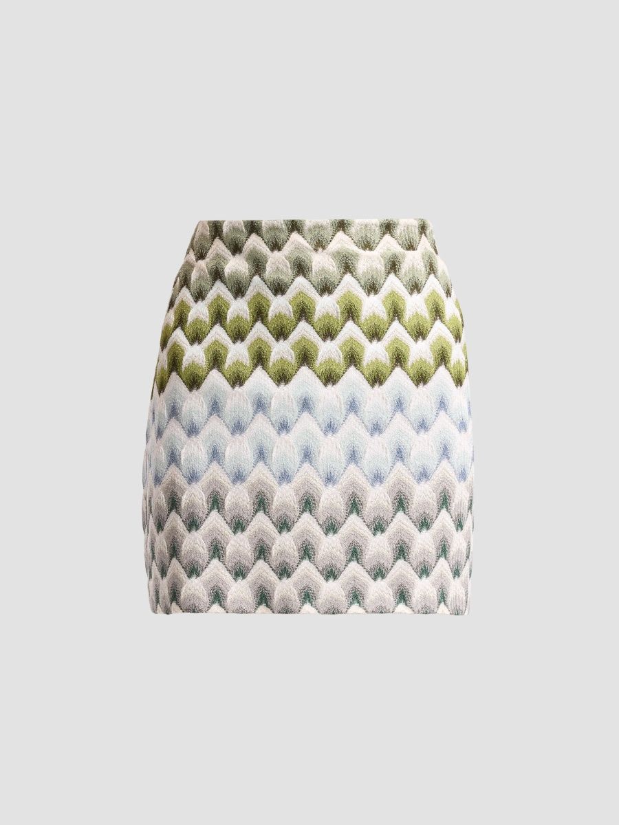 Missoni Women's Dégradé Lace Mini Skirt - Green And Light Blue - Size 0